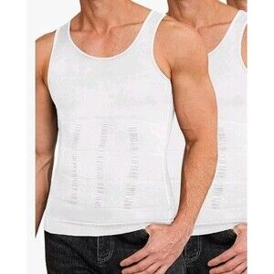 COOFANDY Men's White XL Compression Shirt Slimming Body Shaper Vest Gym Workout